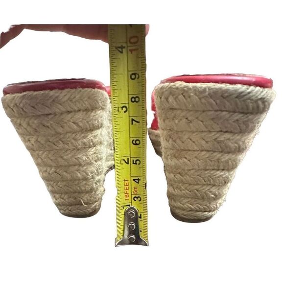 Valentino Mena Bow Hot Pink Patent Leather Wedge Espadrille Slide Sandal sz 38 ( - Picture 7 of 9